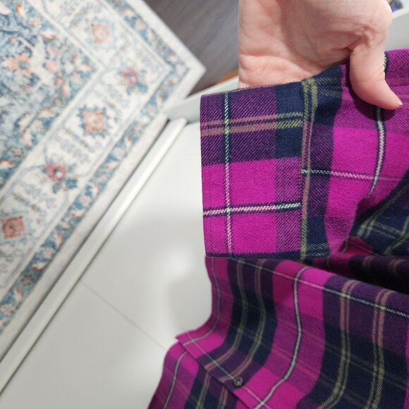 Lands End Women's Portuguese Flannel Long Sleeve Purple Plaid Shirt- Large - Picture 5 of 6